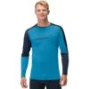 Norrona Camiseta De Manga Larga Hombre - Falketind Equaliser Merino Round Neck - Hawaiian Surf/Indigo Night