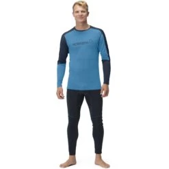 Norrona Camiseta De Manga Larga Hombre - Falketind Equaliser Merino Round Neck - Hawaiian Surf/Indigo Night -Norrona norrona falketind equaliser merino round neck men hawaiian surf indigo night 2 1460977
