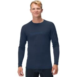 Norrona Camiseta De Manga Larga Hombre - Falketind Equaliser Merino Round Neck - Indigo Night