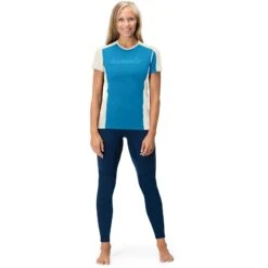 Norrona Camiseta Mujer - Falketind Equaliser Merino - Hawaiian Surf/Snowdrop -Norrona norrona falketind equaliser merino t shirt women hawaiian surf snowdrop 4 1517598