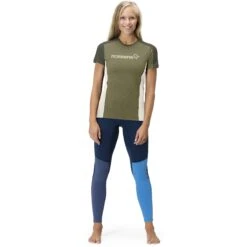 Norrona Camiseta Mujer - Falketind Equaliser Merino - Olive Drab/Olive Night -Norrona norrona falketind equaliser merino t shirt women olive drab olive night 3 1253638