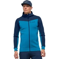 Norrona Chaqueta Hombre - Falketind Warmwool2 Stretch Zip Hood - Hawaiian Surf/Indigo Night