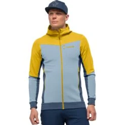 Norrona Chaqueta Hombre - Falketind Warmwool2 Stretch Zip Hood - Sulphur/Blue Fog