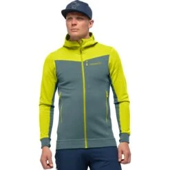 Norrona Chaqueta Hombre - Falketind Warmwool2 Stretch Zip Hood - Sulphur Spring/North Atlantic