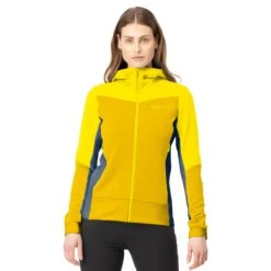 Norrona Chaqueta Mujer - Falketind Warmwool2 Stretch Zip Hood - Blazing Yellow/Sulphur