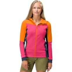 Norrona Chaqueta Mujer - Falketind Warmwool2 Stretch Zip Hood - Orange Popsicle/Honeysuckle