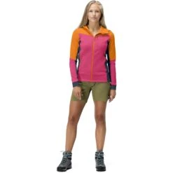 Norrona Chaqueta Mujer - Falketind Warmwool2 Stretch Zip Hood - Orange Popsicle/Honeysuckle -Norrona norrona falketind warmwool2 stretch zip hood jacket women orange popsicle honeysuckle 3 1025681