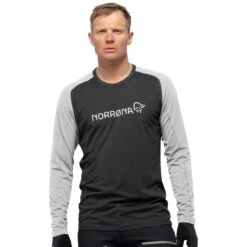 Norrona Camiseta De Manga Larga Hombre - Fjørå Equaliser Lightweight - Caviar/Castor Grey