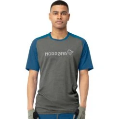 Norrona Camiseta Hombre - Fjørå Equaliser Lightweight - Mykonos Blue/Castor Grey
