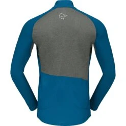 Norrona Camiseta De Manga Larga Hombre - Fjørå Equaliser Zip Top - Mykonos Blue/Castor Grey -Norrona norrona fjora equaliser long sleeve zip top men mykonos blue castor grey 2 1342509