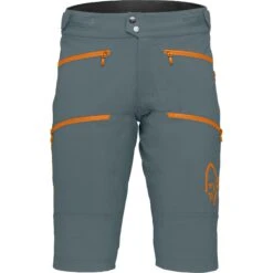 Norrona Pantalones Cortos Hombre - Fjørå Flex1 Heavy Duty - North Atlantic/Orange Popsicle