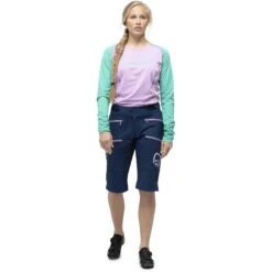 Norrona Pantalones Cortos Mujer - Fjørå Flex1 Heavy Duty - Indigo Night/Violet Tulle -Norrona norrona fjora flex1 heavy duty shorts women indigo night violet tulle 7 903605
