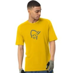 Norrona Camiseta Hombre - Fjørå Wool - Sulphur/Vintage Indigo
