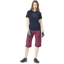 Norrona Camiseta Mujer - Fjørå Wool - Indigo Night -Norrona norrona fjora wool t shirt women indigo night model 1 1399781