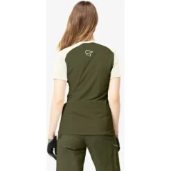 Norrona Camiseta Mujer - Fjørå Wool - North Atlantic -Norrona norrona fjora wool t shirt women olive night snowdrop 5 1127024 1