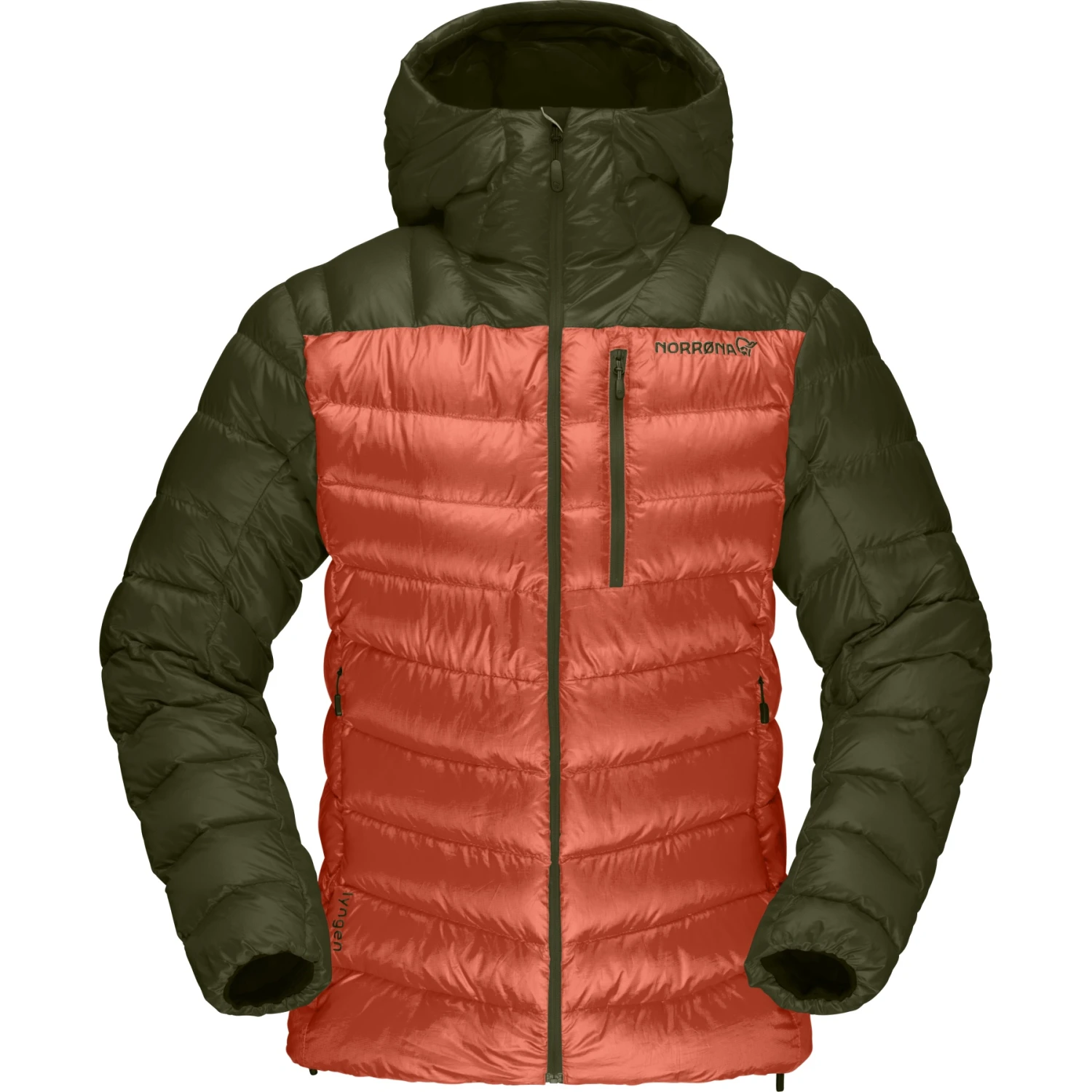 Norrona Plumífero Chaqueta Mujer - Lyngen Down850 Hood - Olive Night/Orange Alert 2 Norrona Plumífero Chaqueta Mujer - Lyngen Down850 Hood - Olive Night/Orange Alert - Imagen 2