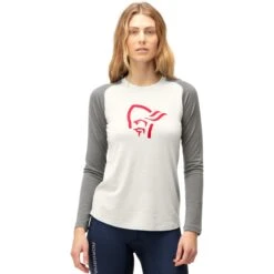 Norrona Camiseta Interior Manga Larga Mujer - PureUll - Snowdrop/Castor Grey
