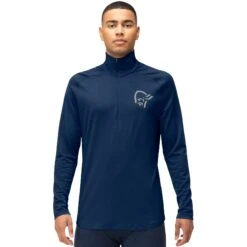 Norrona Camiseta Interior Manga Larga Hombre - PureUll Zip Neck - Indigo Night