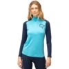 Norrona Camiseta Interior Manga Larga Mujer - PureUll Zip Neck - Aquarius/Indigo Night