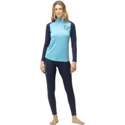Norrona Camiseta Interior Manga Larga Mujer - PureUll Zip Neck - Aquarius/Indigo Night -Norrona norrona pureull zip neck baselayer women aquarius indigo night 3 1257964
