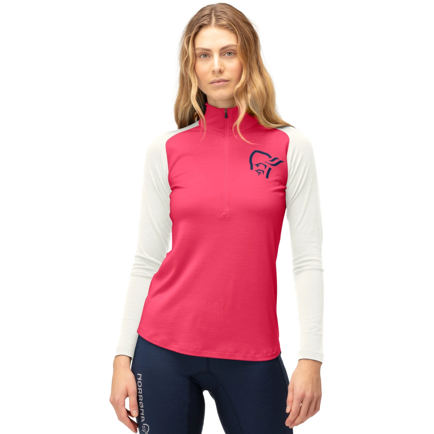 Norrona Camiseta Interior Manga Larga Mujer - PureUll Zip Neck - Honeysuckle/Snowdrop 1 Norrona Camiseta Interior Manga Larga Mujer - PureUll Zip Neck - Honeysuckle/Snowdrop