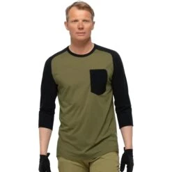 Norrona Camiseta 3/4 Manga Hombre - Skibotn Wool - Olive Drab