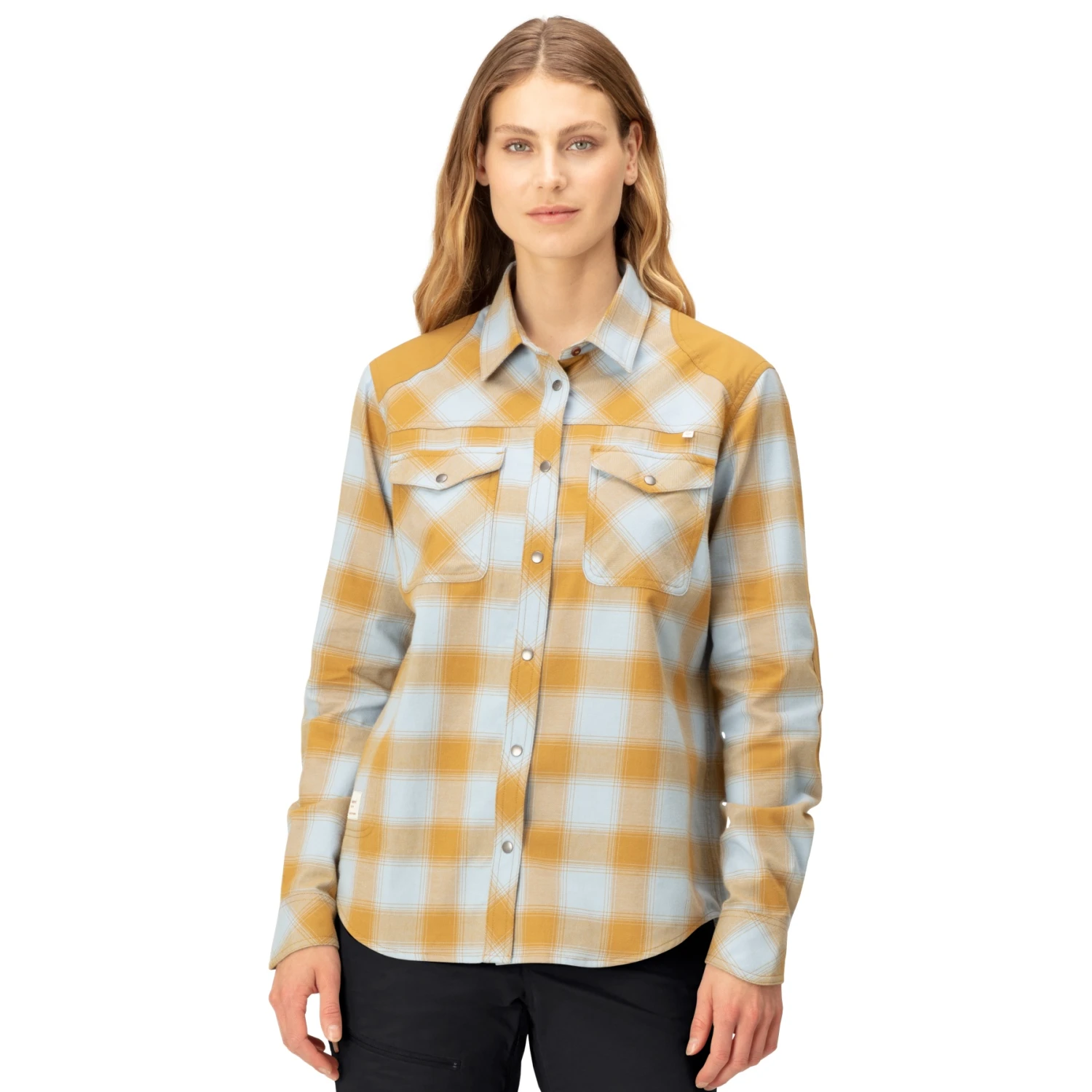 Norrona Camisa De Franela Mujer - Svalbard - Blue Fog/Camelflage 1 Norrona Camisa De Franela Mujer - Svalbard - Blue Fog/Camelflage
