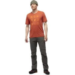 Norrona Camiseta Hombre - Svalbard Wool - Rooibos Tea/Orange Crush -Norrona norrona svalbard wool t shirt men rooibos tea 2 904233