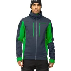 Norrona Chaqueta Hombre - Trollveggen Powerstretch Pro Zip Hood - Cool Black/Classic Green
