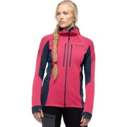 Norrona Chaqueta Mujer - Trollveggen Powerstretch Pro Zip Hood - Honeysuckle/Indigo Night